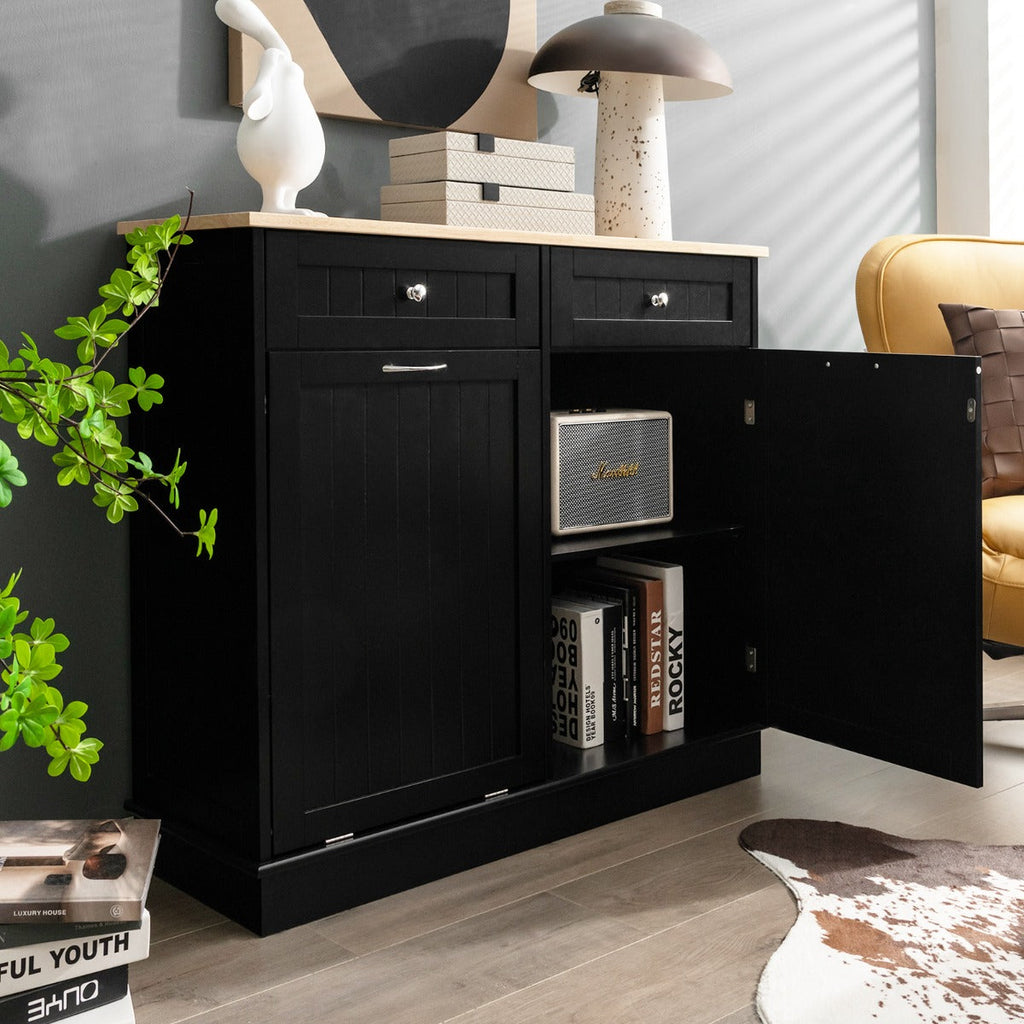 Tilt-Out Kitchen Trash Cabinet with Island Top
