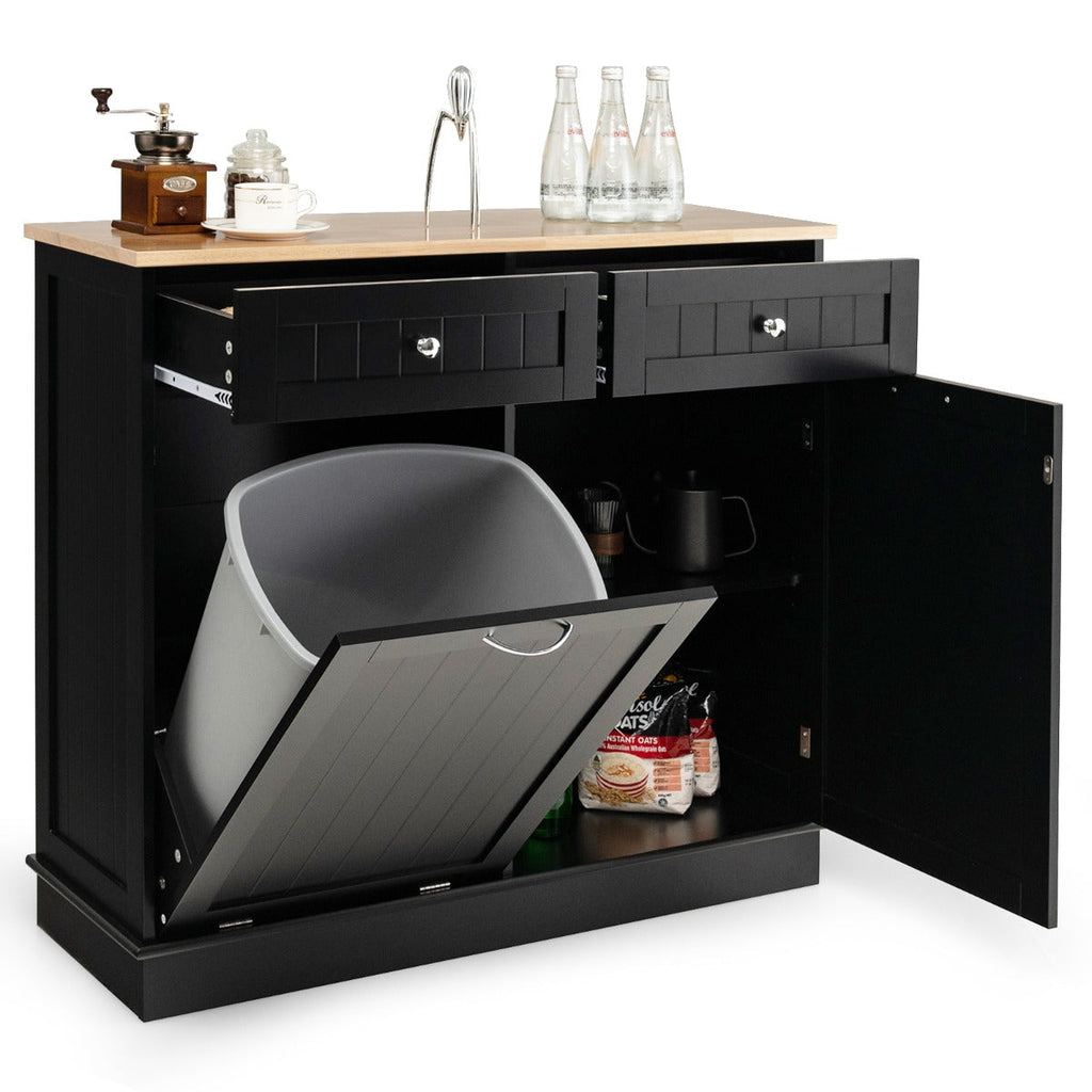 Tilt-Out Kitchen Trash Cabinet with Island Top