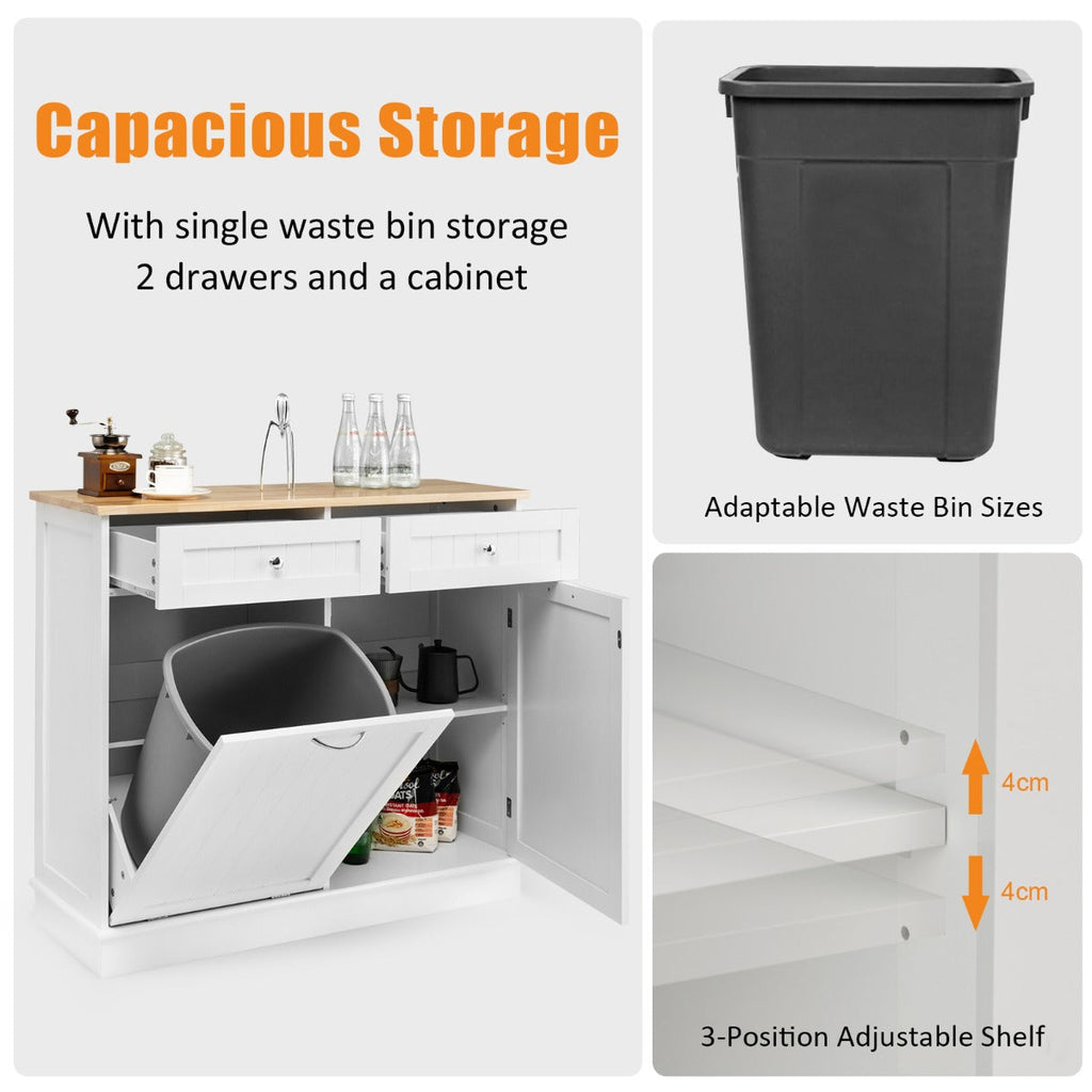 Tilt-Out Kitchen Trash Cabinet with Island Top