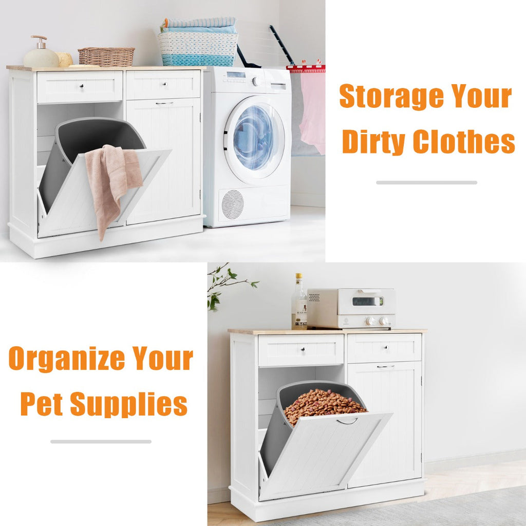 Tilt-Out Kitchen Trash Cabinet with Island Top