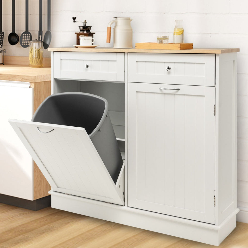 Tilt-Out Kitchen Trash Cabinet with Island Top
