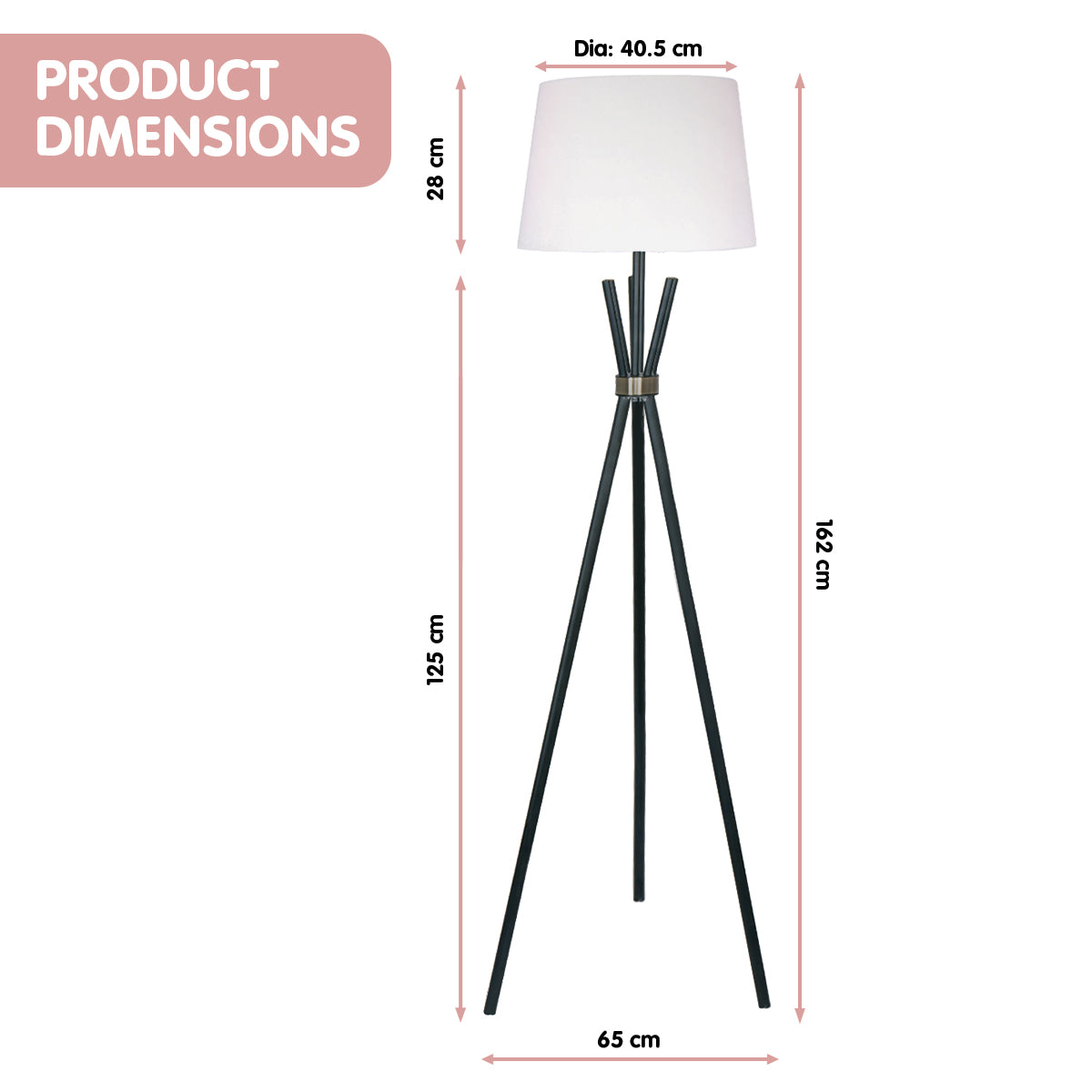 NNEDPE Sarantino Tripod Floor Lamp in Metal and Antique Brass