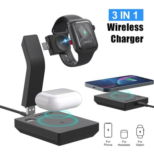 3-in-1 Wireless Charging Station — 15W Fast Charge