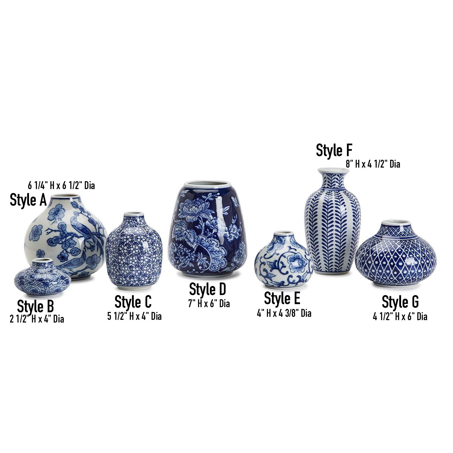 Samira Blue & White Porcelain Vases