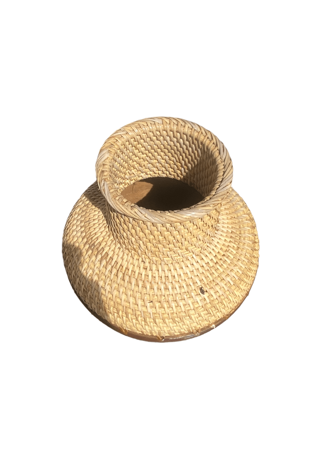 Rustic Woven Rattan Mix Wood Vase-2