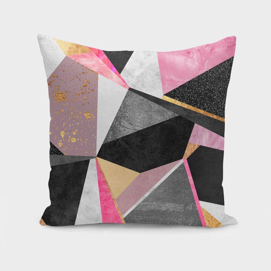 Geometric Pink Throw Pillow Cover