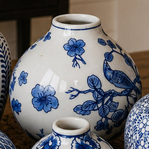 Samira Blue & White Porcelain Vases