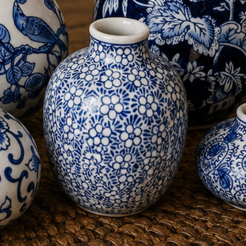 Samira Blue & White Porcelain Vases