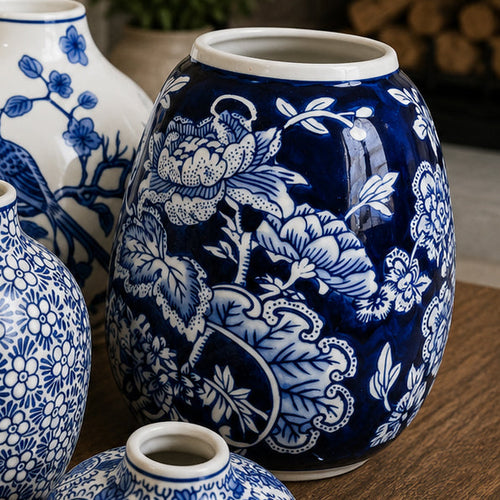 Samira Blue & White Porcelain Vases