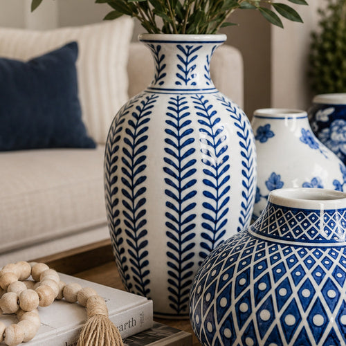 Samira Blue & White Porcelain Vases