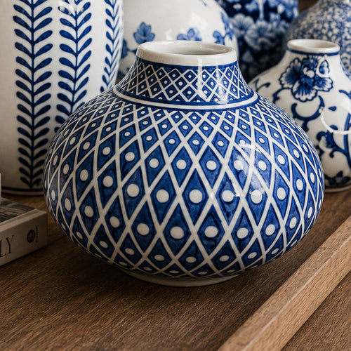 Samira Blue & White Porcelain Vases